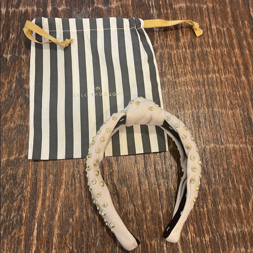 Lele Sadoughi cream headband with sparkle detail